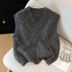 Sibaishe V-neck sleeveless knitted vest for women 2025 autumn new style fashionable loose layered vest