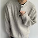 POUM gray American retro Henry collar sweater men's winter lazy style high-end knitted sweater cleanfit jacket TCFS-587 gray M