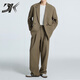 DK brand men's suit suit men's spring and autumn new commuter double-breasted loose casual business suit jacket trendy black suit + trousers two-piece set M 115-130Jin Jin equals 0.5 kg