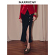 MAXRIENY French retro high-waist slit skirt 25 autumn jacquard fishtail skirt banquet dress black M