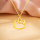 Chow Tai Fook pure gold 999 Kitty hollow cat gold pendant hellokitty bow clavicle necklace Chinese Valentine's Day gift KITTY cat pendant + 18k titanium gold chain (not fade for a long time) + country