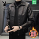 Playboy Leather Jacket Men's Autumn and Winter New Lapel Leather Jacket Trendy Slim Motorcycle Casual Korean Style Velvet PU Leather Jacket for Men 8898 Black Velvet L Recommended 110-125 Jin Jin equals 0.5 kg