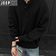 JEEP SPIRIT Jeep International Brand 2025 Autumn and Winter New American Henry Collar Sweater Men's Lazy Style Bottoming Sweater Black L (Recommended 115-130 Jin Jin equals 0.5 kg)