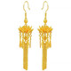 Fuwu 2025 new step by step lotus gold color lotus tassel earrings for women 18k gold lotus retro earrings for girlfriend step