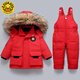 G.DUCKKIDS Men's and Women's Baby Winter Clothing Baby White Duck Down Thick Warm Jacket Outdoor Windproof Children's Overalls Set 802 Red 100 Suitable Height 90-100cm Age 3-4 Years Old 32-40