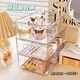 Desktop jewelry storage box cosmetics storage basket dormitory rectangular jewelry storage acrylic transparent box PET storage square box stackable 1 pack