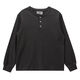 Yuandi Henry Collar Long Sleeve American Retro Long Sleeve T-Shirt Men's Simple Ami Khaki Heavy Henley Collar Bottoming Shirt Men Gray M
