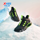 XTEP children's shoes winter velvet campus training basketball sports cotton shoes black/fluorescent electric green 35
