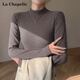 La Chapelle velvet half turtleneck cashmere bottoming shirt for women winter thickened silk thermal top with long sleeves inside white L