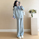 Ranqi Mommy Maternity Autumn Suit 2025 New Fashion Korean Loose Long-Sleeved Sweatshirt Casual Sports Pants Two-piece Set Gray Suit L