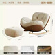 Rocking chair living room lazy sofa home leisure adult rocking chair indoor recliner nap balcony single sofa coffee spell white + foot pedal (skin-friendly baby velvet)