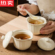 MZXM Japan imported quality bird's nest stew pot water-proof stew household ceramic stew pot with lid soup cup for one person steamed egg custard Rhine stew pot 497 with spoon