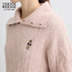 Teenie Weenie contains rabbit fur + wool bear girl retro cable knit sweater 25 autumn new sweater pink S