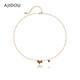 AJIDOU Ajidou Necklace Women's Shining Clavicle Chain Short Necklace Gold + Red 40.5cm 1 piece