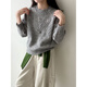 La Chapelle Korean style soft waxy cable pullover long-sleeved fashionable sweater for women 2025 autumn new flower casual sweater for women Grape Purple