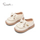 Snuffy Girls Toddler Shoes Autumn Cute and Versatile Children's Leather Shoes Baby Soft Sole Princess Small Leather Shoes Vanilla White 26