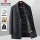 Pierre Cardin wool double-sided woolen coat for men, removable goose down lining, thickened business casual lapel woolen coat for men
