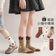 Cotton socks for girls, autumn and winter mid-calf cotton socks, children's socks, Maillard girls, medium and large children's cartoon breathable student socks, Maillard cats 5 pairs, 1-3 years old (S) Recommended shoe size 21-24