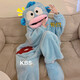 Wei Zhan Clown Fish Pajamas for Women and Men Winter One-piece Pajamas Coral Velvet Warm Funny Abstract High-Looking Doll Pajamas Blue Ugly Fish Pajamas M Suitable for heights below 165 and weight 130 Jin Jin is equal to 0.5 kg within