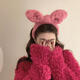 Hua Mu Rong Cute Rabbit Ears Plush Headband Women's Face Wash Hairpin Hairpin Internet Celebrity Rabbit Headwear Headband Fur Hair Accessories Makeup Cute Rabbit Ears Hairband - Pink