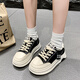 Woodpecker versatile platform shoes for women in autumn and winter niche thick-soled white shoes 2025 new Korean casual sports shoes for women black 37 (235mm)