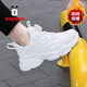 Babudou winter children's cotton shoes plus velvet to keep warm boys and girls sports shoes soft sole non-slip white shoes running shoes white velvet cotton shoes 31 (inner length 19.6cm)