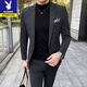 Playboy casual suit suit for men, Korean style slim fit high-end suit, full set of men's trendy jacket, handsome men's suit, mature black suit + trousers, one button M 165 recommended 90-105 Jin Jin equals 0.5 kg