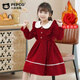 Piggy Banner (PEPCO) girls winter red dress stylish plus velvet children's clothing winter skirt little girl princess dress red 120