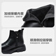 Yierkan children's shoes boots autumn and winter girls' Martin boots plus velvet boys' short boots thick-soled work boots leather boots black 35