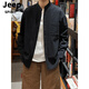 JEEP SPIRIT light mature style casual stand collar black shirt men's autumn new Chinese cotton and linen cardigan Henry collar shirt jacket black upgraded version M