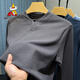 Scarecrow Double-sided German Velvet Henley Collar Slim Bottoming Shirt Men's Autumn and Winter T-shirt Men's Long Sleeve Thermal Brushed Underwear Gray L 170