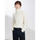 ELLE 100% sheep wool simple turtleneck sweater for women 2025 new autumn new year soft and waxy slim wool sweater off-white M