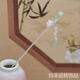 Retro ethnic style hairpin glazed water drop silver step shake tassel ancient style daily simple new Chinese Hanfu hairpin water drop magnolia hairpin white