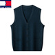 TOME BORNEK high-end 100 pure wool vest men's middle-aged and elderly dad wear sleeveless vest v-neck plush sweater vest cardigan gray XL 175-140-155Jin Jin equals 0.5 kg