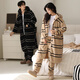 Fuxinkang Couple Pajamas Autumn and Winter Coral Velvet Thickened and Long Warm Men and Women Pajamas Flannel Bathrobes Home Clothes MJX-61065 2XL - Female Height 170-175 - Weight 140-160