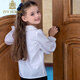 IVY HOUSE girls and older children's new spring and autumn bottoming shirts long-sleeved white shirts embroidered collar cotton parent-child tops 160