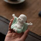 Lakeside Residence Celadon Big Belly Maitreya Buddha Tea Pet Ornament Can Raise Cute Laughing Buddha Little Monk Flower Pot Ornament Tea Set with Smile Always Open Celadon