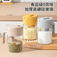 Home KATEI STORY Japanese seasoning box kitchen seasoning jar seasoning box glass salt shaker storage container moisture-proof seasoning jar quantitative high-end gray lid with small spoon 3-piece set 300ml