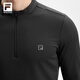 FILA official men's knitted long-sleeved top 2025 winter new fitness sports plus velvet basic long T dark black-BK L 175/96A/L