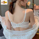 MORTEN SOLUM Big Brand New Victory Lace Small Breast Push Up Bra Feminine Wireless Upper Breast Holding Girls Bra Champagne White Set 70A Size 32