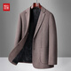 Red bean sheep wool + goose down men's suit autumn and winter warm plus plus size men's single suit woolen jacket black gray thick section M 170