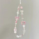 Kitty cat butterfly mobile phone chain short lanyard cute beaded camera pendant small pendant wrist anti-fall chain cat bow pendant-pink-1 piece