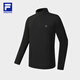 FILA official men's knitted long-sleeved top 2025 winter new fitness sports plus velvet basic long T dark black-BK L 175/96A/L