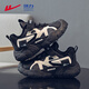 Warrior Children's Shoes Winter Comfortable and Warm Boys' Velcro Cotton Shoes Children's Velvet Sports Shoes WZ-C065L Black/M35