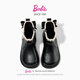 Barbie Girls' Boots Winter Children's Short Boots Snow Boots Plush Small Leather Shoes Princess Shoes Martin Boots DA7023 Black 30