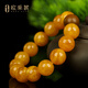 OUCERNY beeswax bracelet collection full of honey chicken fat yellow amber flower wax diy Laoshan sandalwood beads round bead bracelet for men and women