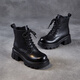 Kangnai Martin boots women's British style 2025 autumn and winter new single boots retro light luxury thick soles slim lace-up leather boots black 36