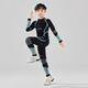 McTicco children's sportswear, boys' tight-fitting quick-drying clothes, basketball track and field training clothes, big children's skiing and cycling clothes base set 27516 black and blue sweat-wicking quick-drying warm and cold-proof 150 150/160 recommended height 145-165cm