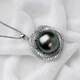 Yuebu Tahitian black pearl pendant S925 silver large point single pearl pendant young clavicle chain for wife 12