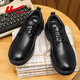 Pull-back leather shoes for men in autumn, all-match heightening, business black casual men's shoes, commuter shoes, oil wax black 42